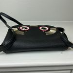 Kate Spade  Textured Leather Purse Black Monster Face Crossbody Handbag Carsen Photo 3