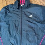 Adidas 3 stripe navy blue / pink jacket medium Photo 2