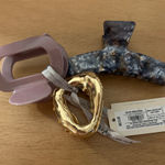 A New Day New  3pc Hair Clips Tan Blue and Gold Small Medium & Large Photo 0