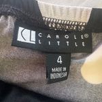 carole little Black & White Floral Print Maxi Beaded Halter Dress Sz 4 2000s Y2K Photo 2