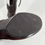 See By Chloe Tall Brown Leather Boots Wool Lined High Heeled Pebbled Size 37.5 Photo 14