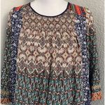 Flying Tomato HoBo Boho Style Smocked Geometric Paisley Blouse Size Small Photo 1