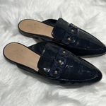 Kate Spade  ♠️ Navy Slip-On Patent Leather Loafers with Floral Accent Sz 8M.  B72 Photo 4