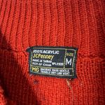 JCPenney Red/Orange Navy White Snowflake Fair Isle Mock Neck Sweater Size M Red Size M Photo 3