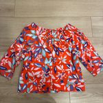 Diane Von Furstenberg  Jennette Off the Shoulder Cotton Top Floral Size M Photo 5