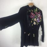 Free People NWT  Gemma Black Floral Mini Dress Small Open Back Long Sleeve Tunic Photo 9