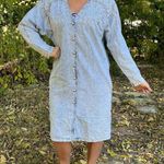 Vintage 80s Monique acid wash denim dress with silver tone giant stud detail Blue Size 12 Photo 0