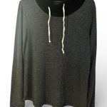 Staccato Striped Hoodie Top Elbow Patch Long Sleeve Pullover Women’s Size Medium Photo 0