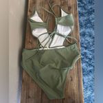 Cupshe  Sage Green The Man Halter One Piece Size Medium NWT Photo 3