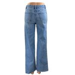 Mica Dehours Stretch Super High Rise Blue Distressed Wide Leg Denim Jeans Sz 24 Photo 3