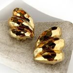 St. John Vintage  Swirl Clip-On Earrings Hammered Gold Classic Statement Holiday Photo 0
