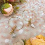 Brand New Marbles And Gold Hoop Earrings Photo 3