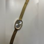 Gold Oval Wristwatch with Silver Dial Photo 2