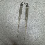 Silver metal chain fringe dangle earrings Photo 4