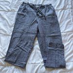 Womens Size Medium Blue White Striped Pants Linen Blend Pockets Summer Beach Photo 0