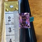 Rose de France Amethyst Sleeping Beauty Turquoise Sterling Silver Ring Size 7 Purple Photo 6