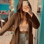 Olive Green Boutique Teddy Coat Size L Photo 0