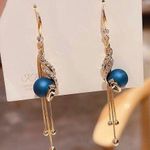 Blue Peacock Tassel Earrings 2023 New Trendy High End Earrings Photo 1