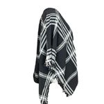 Rory Beca  Fringe Poncho 100% Cotton Black and White Window Pane Plaid One Size Photo 1