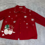 Women's VINTAGE WOOL blend Red Christmas Cardigan M Size M Photo 0