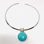 Sterling Silver torque necklace with  turquoise pendant Photo 3