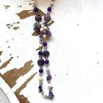 Hand Knotted Faceted Purple Glass Beaded & Black Glass Beaded Lariat Necklaces Photo 3