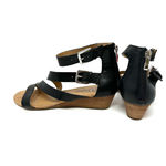 Franco Sarto  size 9‎ black strappy low heel kitten heel sandals zip up rear Photo 2