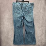056. Venezia Bootcut Blue Stretch Straight Denim Wide Leg Pants Jeans 6 Photo 3