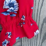 Size 0 Red Floral Long Sleeve Ruffle Crop Blouse Top V-neck Divided by H&M Photo 8