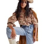 Free People Meant To Be Puff Sleeve Ruffle Blouse Top Vintage Floral Cotton Boho Photo 9