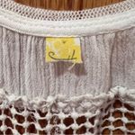 Free People  Snap Out of It Raw Edge Crochet Mesh Inset Tank Top Mini Dress White Photo 7