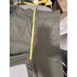 None Womens Olive Green High Waisted Button Front Flare Pants Photo 6