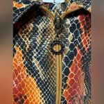 Cache Vintage Caché Red Orange Snakeskin Bodycon Dress | Y2K Sexy Clubwear Zip Mini M Photo 10