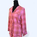 Victoria's Secret  Pink Plaid Pajama Romper with gold accents Size XS Photo 4