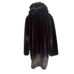 Marvin Richards VINTAGE Marvin Richard’s 80s Chocolate Brown Faux Fur Coat with Hood size Large Photo 3