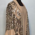 R & M Richards Tan Sequin Sheath 2 Piece Round Neck Women’s Dress Size 14W Photo 4