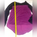 Massini  purple black color block long sleeve blouse roll up sleeves top shirt M Photo 5