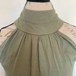 Womens Green Trapeze Dress High Mock Neckline Sleeveless Pleated Mini Sz Small Photo 6