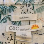 C&C California  Palm Tree Tropical Print Short Sleeve Linen Shirt Women’s Medium Photo 7