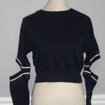 NEW "Michelle By Comune" women's XS navy cropped sweatshirt Elbow cutout Blue Photo 0