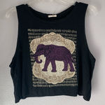 Bear Dance  Cropped Black Muscle Tee Purple Elephant Graphic Photo 0