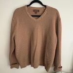Tasso Elba Tan V Neck Textured Cotton Sweater Size L Brown Size L Photo 3