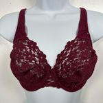 Maidenform Vintage 34D Bra Lace Burgundy Plunge 3229 Cotton Conuture See Through Photo 1