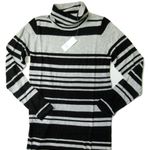 Lou & grey NWT Striped Turtleneck in Black Gray Midi Maxi Sweater Dress 2XS XXS Photo 1