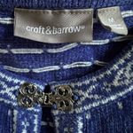 Croft & Barrow Periwinkle White Fair Isle Ski Sweater Silver Toggles Chenille Cardigan Winter Photo 5
