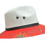 HAT MEXICAN Artisanal Hand Painted Fedora Floral Sombrero Panama Bohemian Red Photo 2
