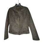 Marc New York  Brown‎ Faux Suede Jacket Gold Zip Front Size L Photo 0