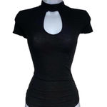 Me to We Black ribbed cut out bodysuit Photo 0