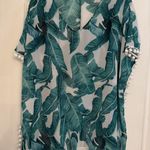 CPOKRTWSO Women's Tropical Leaf Chiffon Swimsuit Cover Up Pom Pom Trim L/XL Size L Photo 0