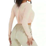 Pretty Little Thing  Long Sleeve Rib Raw V Crop Top Photo 2